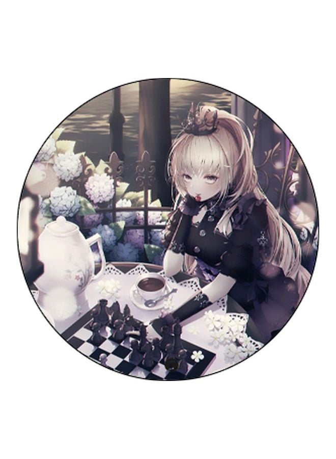 BP Cartoon Girl Printed Pop Socket Phone Holder Black/Beige - Image 2