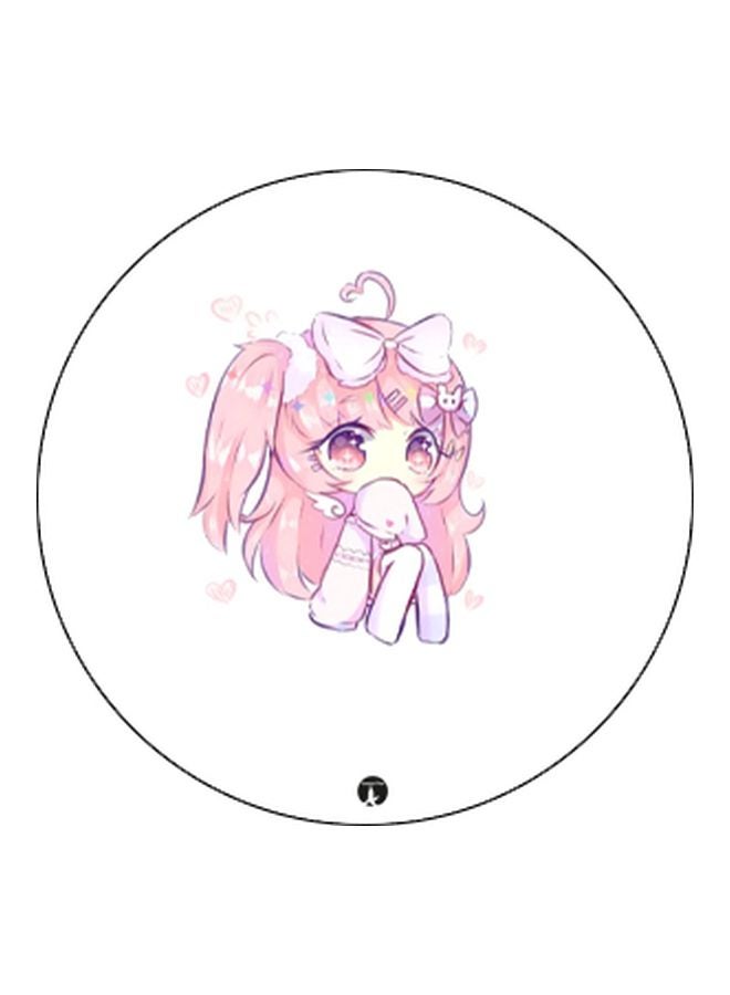 BP Cartoon Girl Printed Pop Socket Phone Holder White/Pink/Black - Image 2