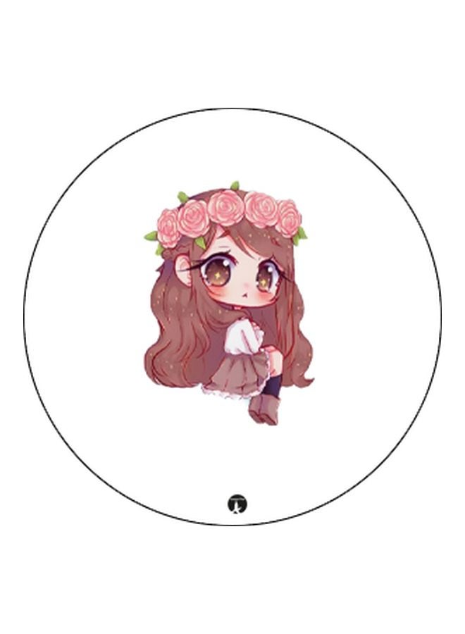 BP Cartoon Girl Printed Pop Socket Phone Holder White/Pink/Black - Image 2