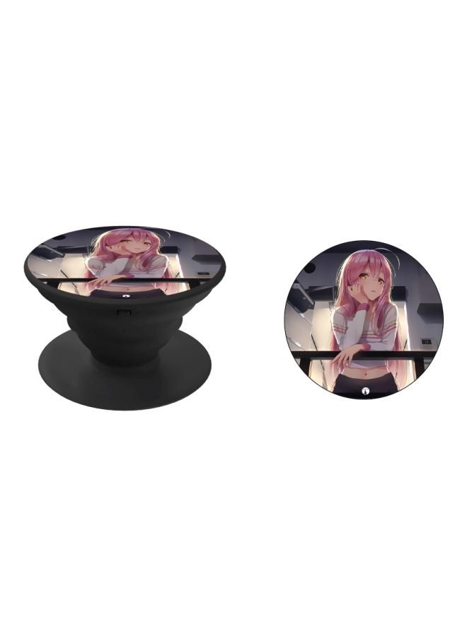 BP Anime Printed Pop Socket Phone Holder Pink/White/Black - Image 2