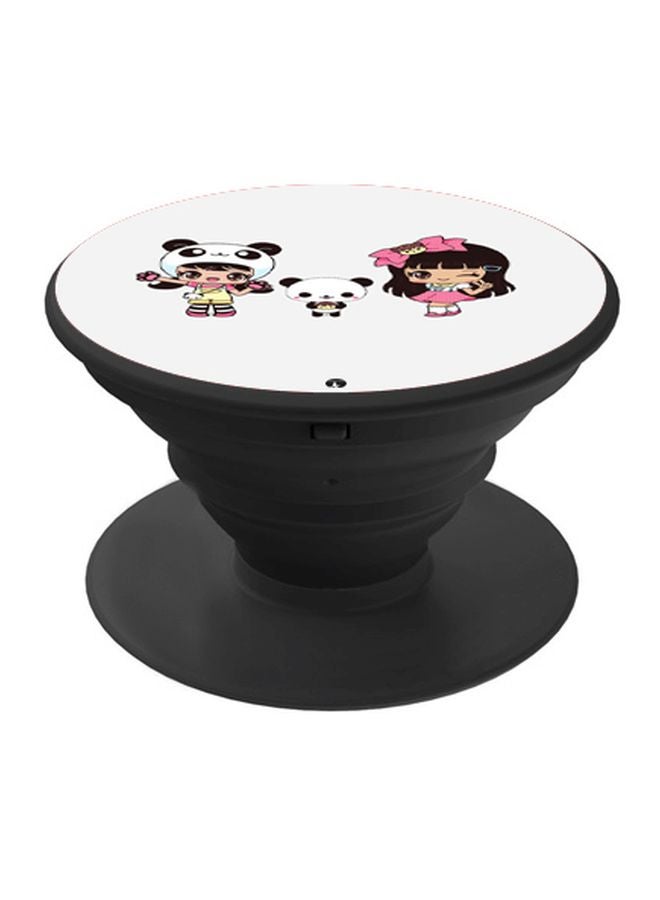 BP Cartoon Printed Pop Socket Phone Holder White/Pink/Black - Image 1