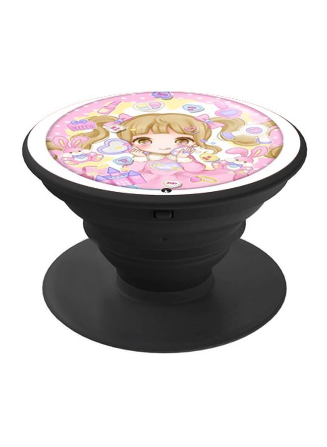 بي بي حامل هاتف على شكل مقبض أصابع منبثق بطبعة رسومات كرتونية وردي/ أصفر/ أسود - Image 1