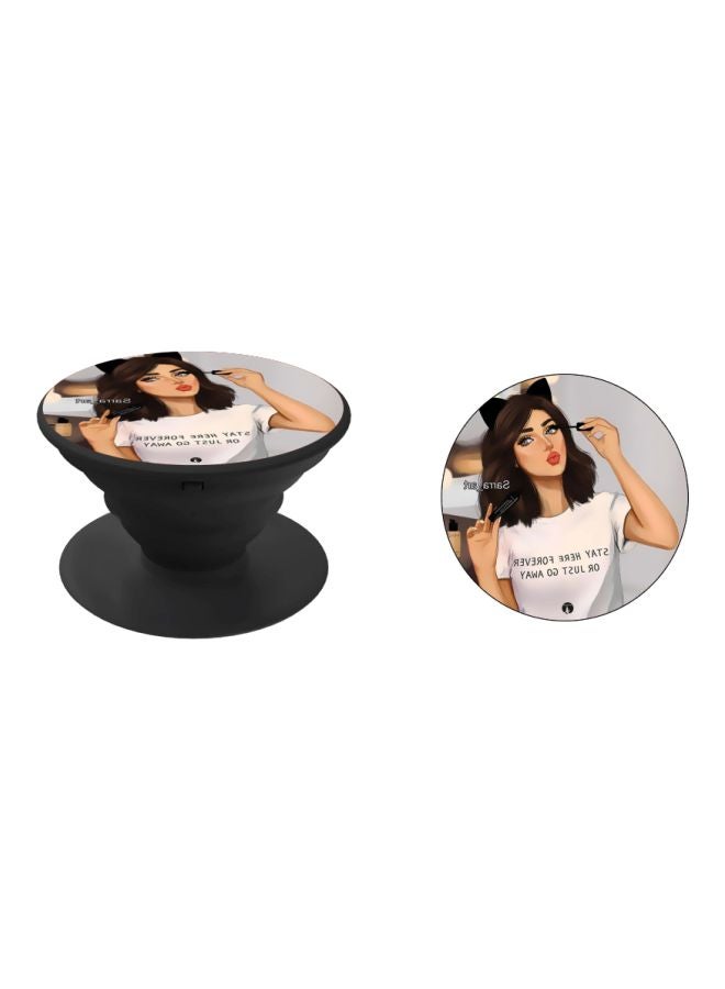 BP Girl Printed Pop Socket Phone Holder Beige/White/Black - Image 2