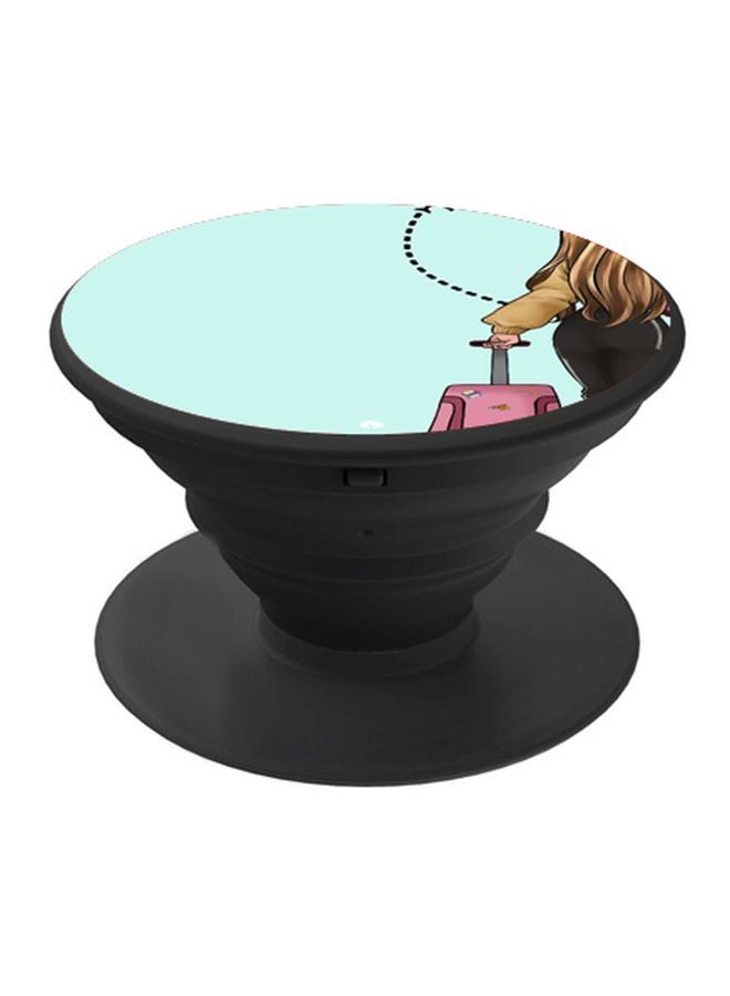 BP Girl With Trolley Printed Pop Socket Phone Holder Blue/Pink/Black - Image 1