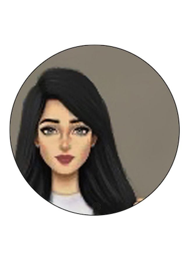 BP Cartoon Girl Printed Pop Socket Phone Holder Grey/Black/Beige - Image 2