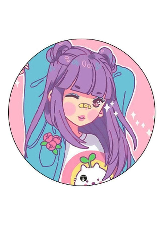 BP Cartoon Girl Printed Pop Socket Phone Holder Purple/Pink/Blue - Image 2