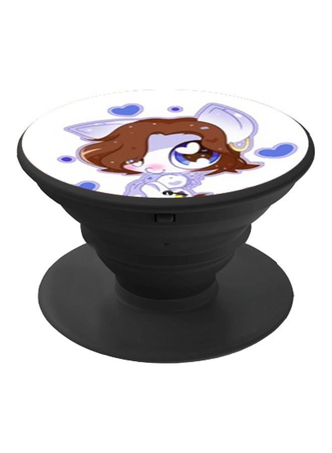 BP Cartoon Printed Pop Socket Phone Holder White/Blue/Brown - Image 1