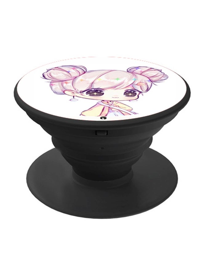 بي بي حامل هاتف بوب سوكيت بطبعة رسم أنمي أسود - Image 1