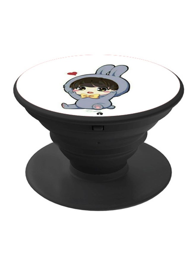 BP Cartoon Printed Pop Socket Phone Holder White/Yellow/Grey - Image 1