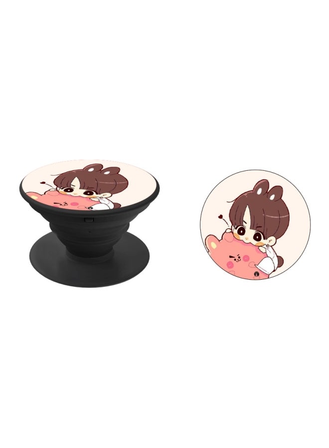 BP Cartoon Printed Pop Socket Phone Holder Pink/Beige/Black - Image 2