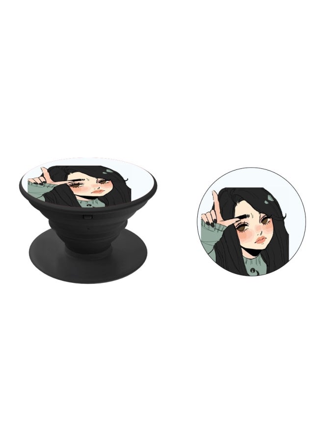 BP Girl Printed Pop Socket Phone Holder Green/Beige/Black - Image 2