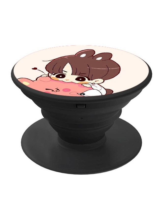 BP Cartoon Printed Pop Socket Phone Holder Pink/Beige/Black - Image 1