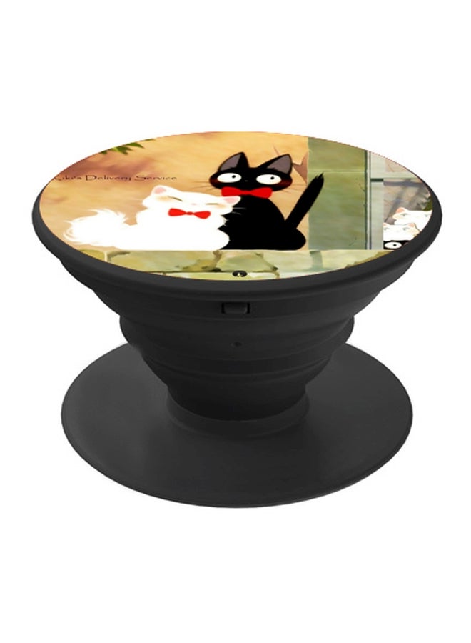 BP Cat Printed Pop Socket Phone Holder Black/Red/White - Image 1