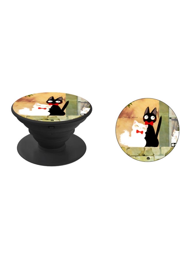BP Cat Printed Pop Socket Phone Holder Black/Red/White - Image 2