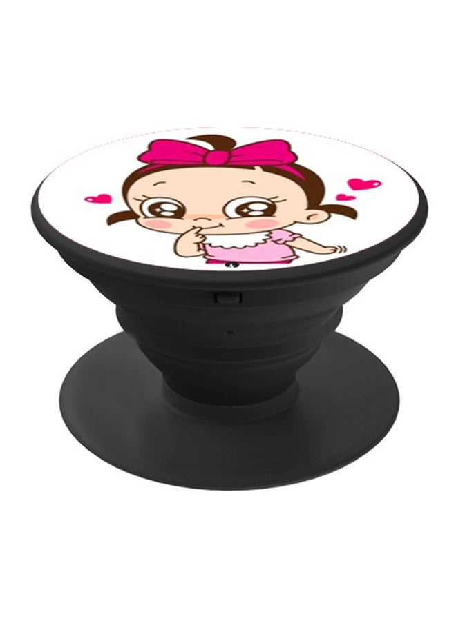 BP Cartoon Printed Pop Socket Phone Holder White/Pink/Beige - Image 1