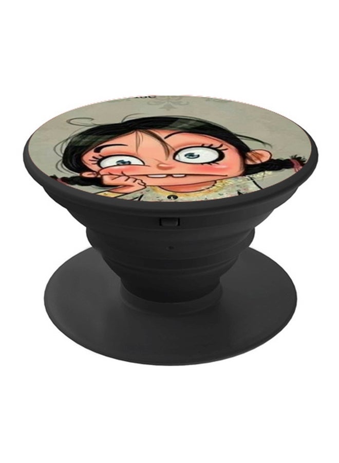 BP Cartoon Printed Pop Socket Phone Holder Beige/Black/White - Image 1