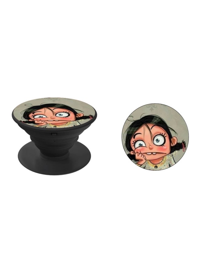 BP Cartoon Printed Pop Socket Phone Holder Beige/Black/White - Image 2