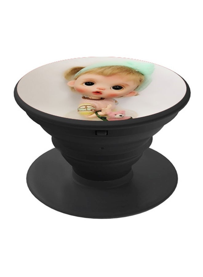 بي بي حامل هاتف بوب سوكيت مزين بطبعة بيج/أبيض/وردي - Image 1