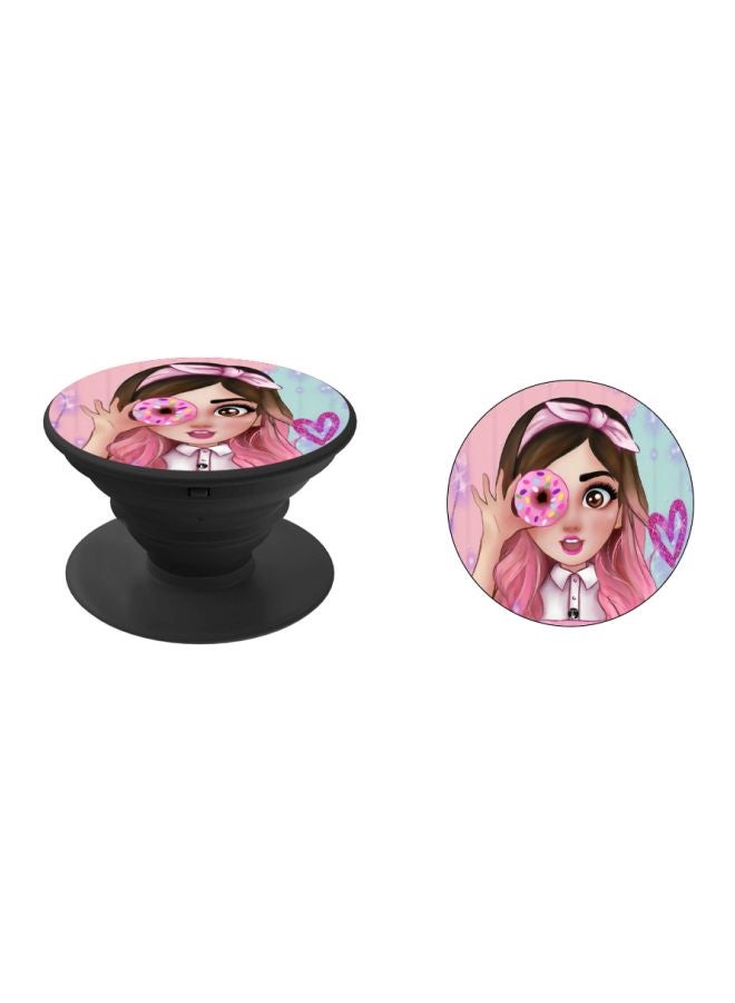 BP Cartoon Girl Printed Pop Socket Phone Holder Pink/Beige/Brown - Image 2