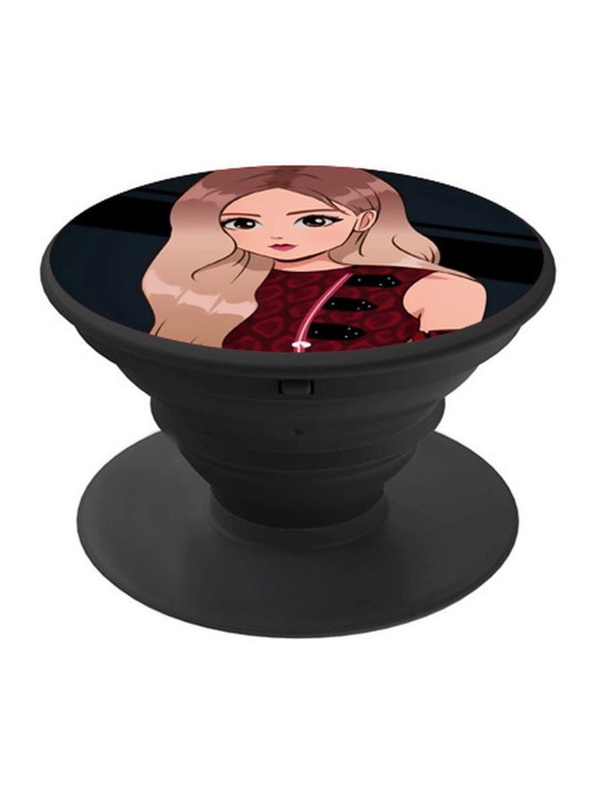 BP Girl Printed Pop Socket Phone Holder Grey/Beige/Maroon - Image 1