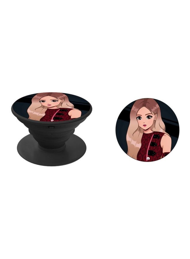 BP Girl Printed Pop Socket Phone Holder Grey/Beige/Maroon - Image 2