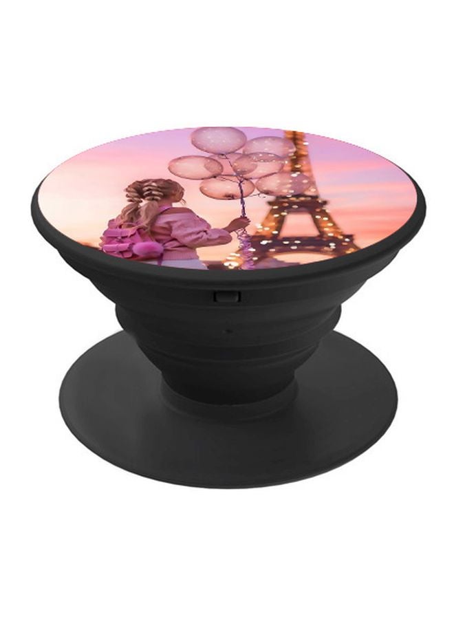 BP Cartoon Girl Printed Pop Socket Phone Holder Pink/Beige  - Image 1