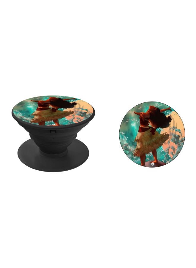 BP Cartoon Girl Printed Pop Socket Phone Holder Blue/Beige/Brown - Image 2
