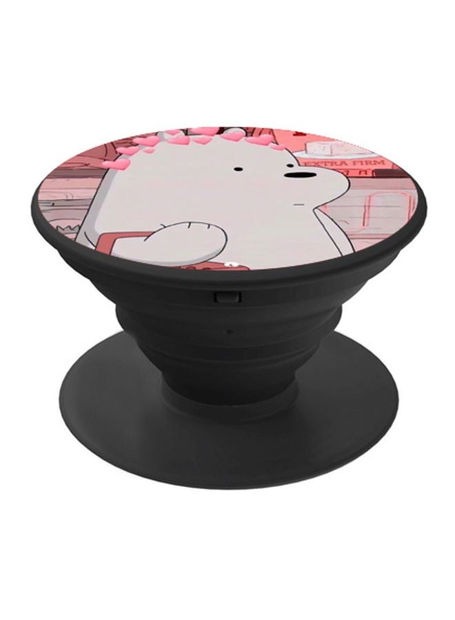 BP Bear Printed Pop Socket Phone Holder White/Pink/Brown - Image 1