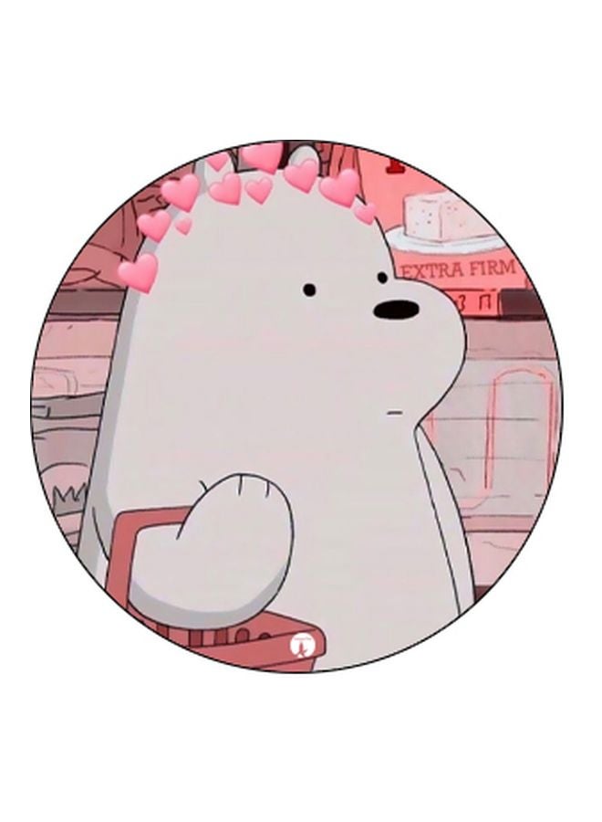 BP Bear Printed Pop Socket Phone Holder White/Pink/Brown - Image 2