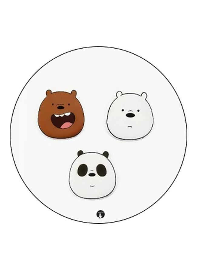 BP Bears Printed Pop Socket Phone Holder White/Black/Brown - Image 2