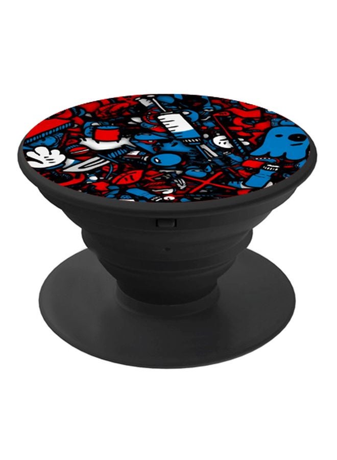 BP Cartoon Printed Pop Socket Phone Holder Blue/Red/White - Image 1