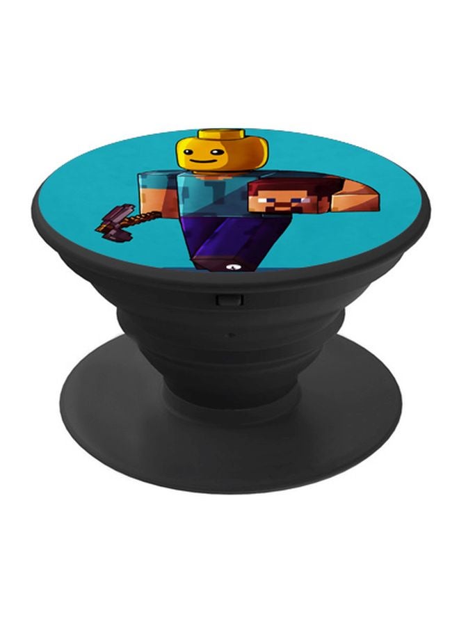 BP Robo Printed Pop Socket Phone Holder Blue/Brown/Yellow - Image 1