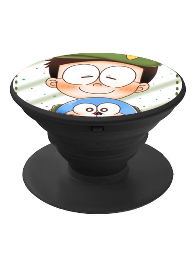 بي بي مسند هاتف بماسكة بوب سوكيت مطبوع برسمة شخصيتي دورايمون ونوبيتا أزرق/أخضر/أسود - Image 1