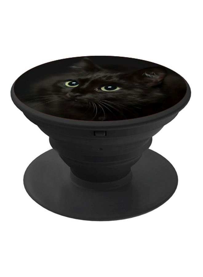 BP Cat Printed Pop Socket Phone Holder Black/White - Image 1