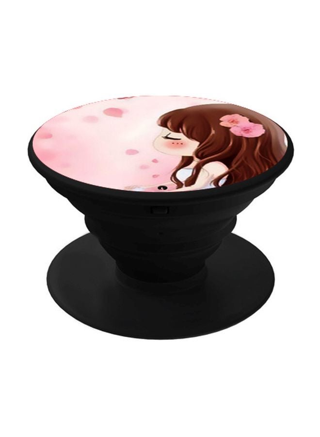 BP Girl Printed Pop Socket Phone Holder Pink/Brown/Black - Image 1