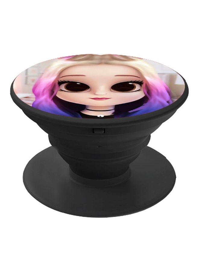BP Girl Printed Pop Socket Phone Holder Beige/Purple/Black - Image 1