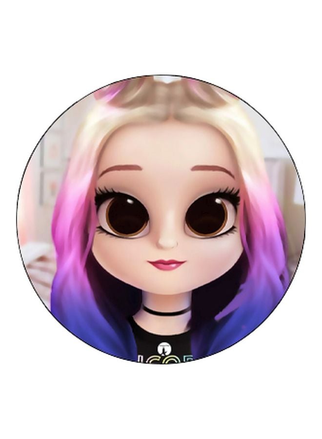 BP Girl Printed Pop Socket Phone Holder Beige/Purple/Black - Image 2