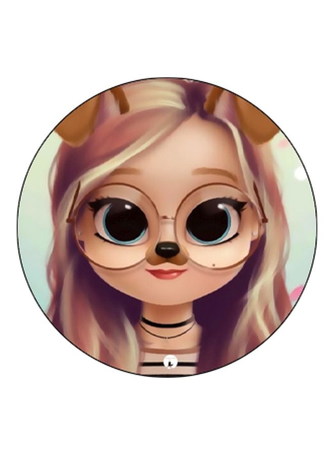 BP Cartoon Girl Printed Pop Socket Phone Holder Black/Brown - Image 2