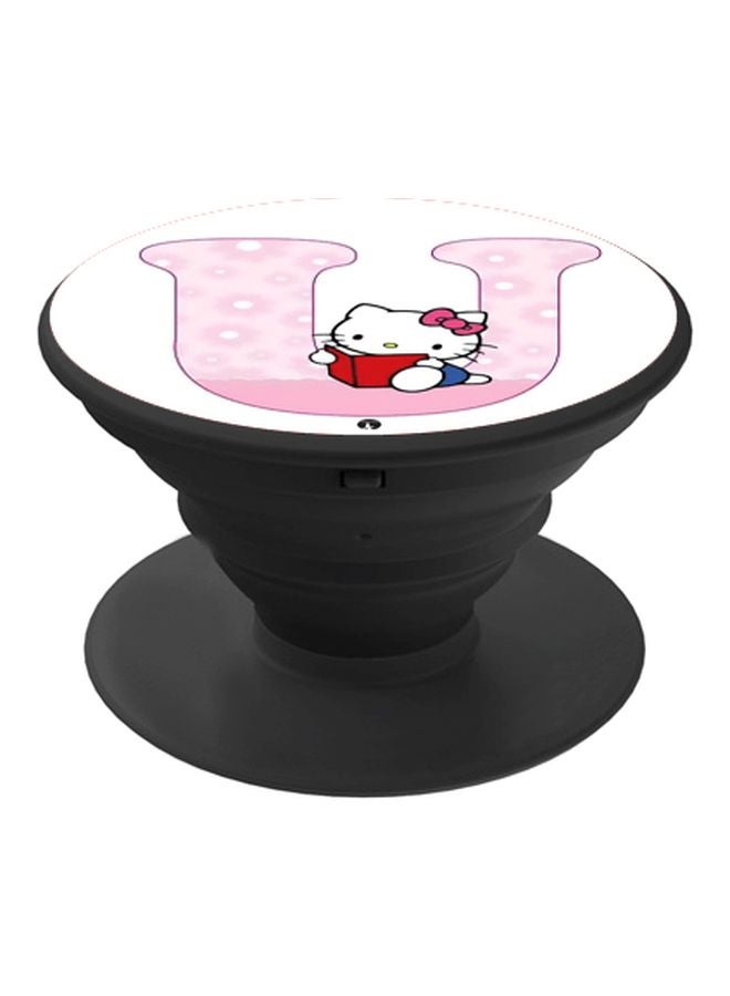 BP Cartoon Printed Pop Socket Phone Holder Black/White/Pink - Image 1