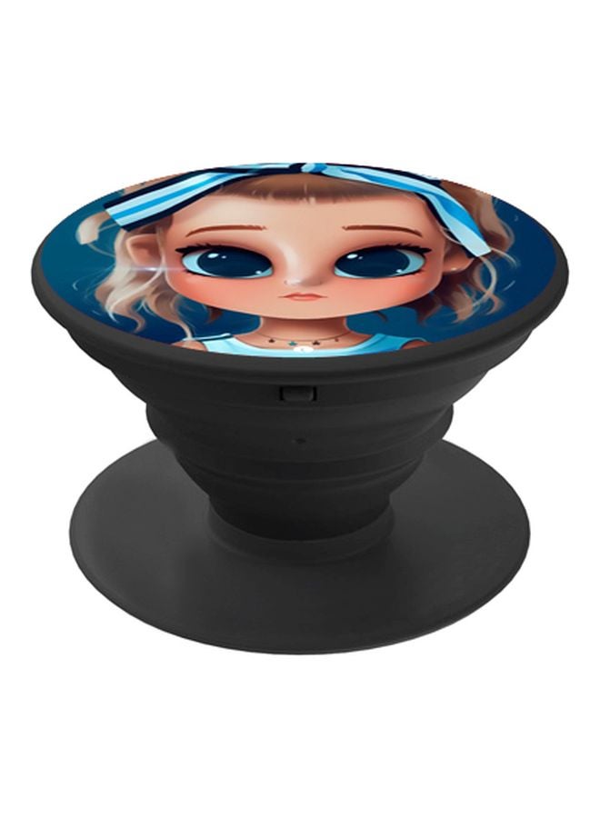بي بي حامل هاتف على شكل مقبض أصابع منبثق بطبعة رسومات كرتونية أسود/ أزرق/ بني - Image 1