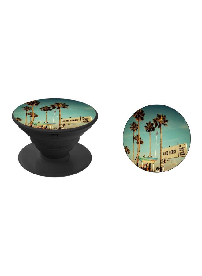 BP Palm Trees Printed Pop Socket Phone Holder Black/Blue/Beige - Image 2