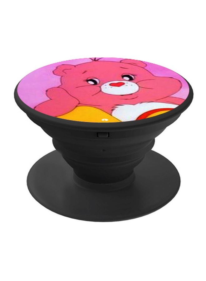 BP Cartoon Bear Printed Pop Socket Phone Holder Pink/White/Black - Image 1