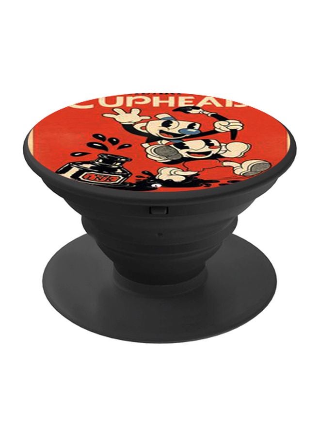 BP Cartoon Printed Pop Socket Phone Holder Red/Black/Beige - Image 1