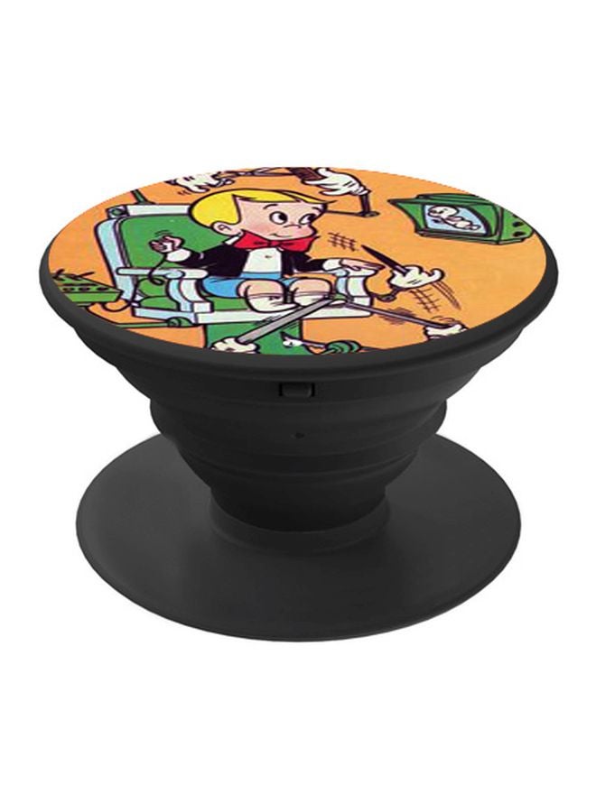 بي بي حامل هاتف على شكل مقبض أصابع منبثق بطبعة رسومات كرتونية أصفر/أخضر/أسود - Image 1