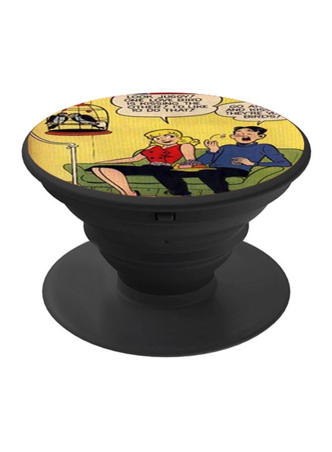BP Cartoon Printed Pop Socket Phone Holder Black/Yellow/Green - Image 1