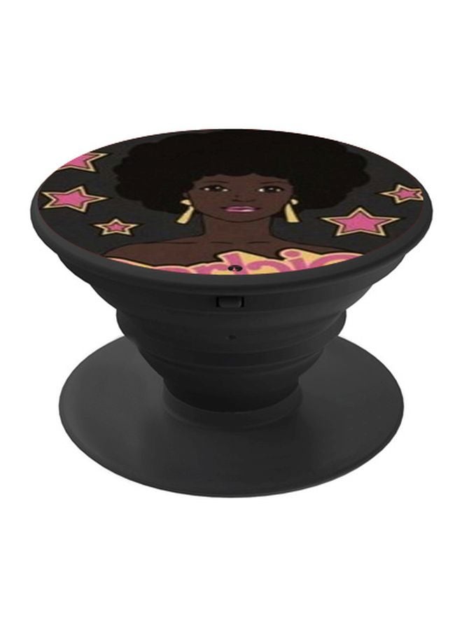 BP Printed Pop Socket Phone Holder Black/Brown/Pink - Image 1