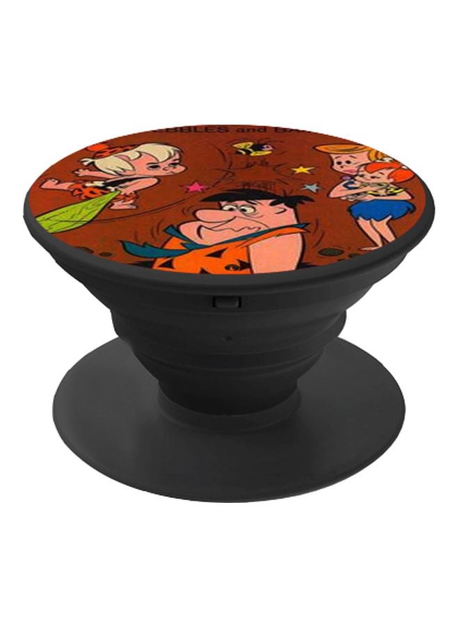 بي بي حامل هاتف على شكل مقبض أصابع منبثق بطبعة رسومات كرتونية بني/ أزرق/ بيج - Image 1