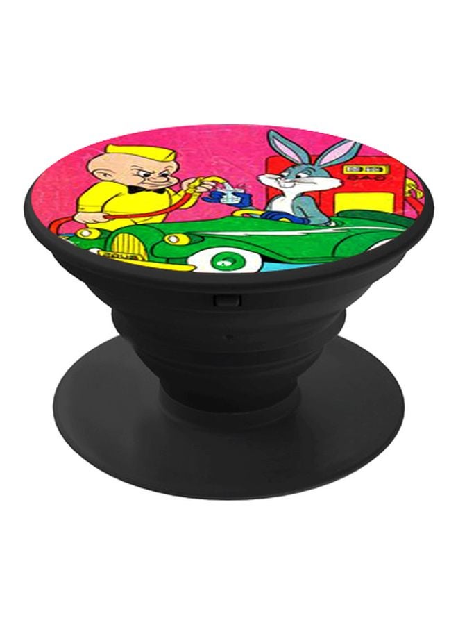 BP Cartoon Printed Pop Socket Phone Holder Black/Pink/Yellow - Image 1