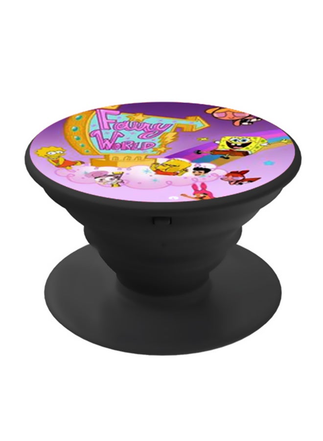 BP Fairy World Cartoon Printed Pop Socket Phone Holder Pink/Yellow/Black - Image 1