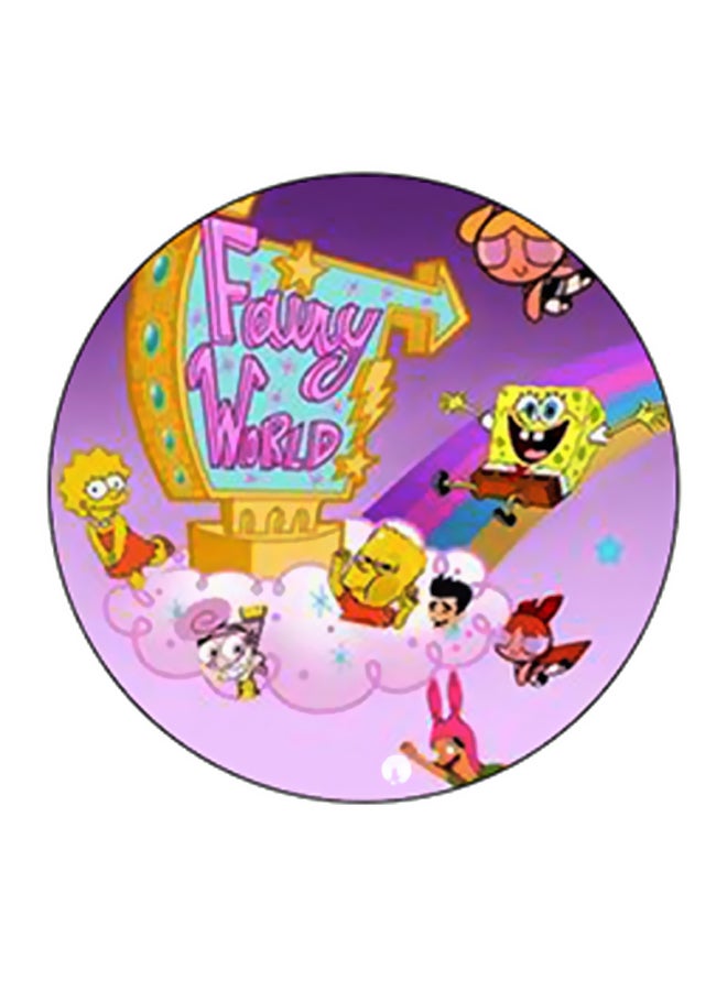 BP Fairy World Cartoon Printed Pop Socket Phone Holder Pink/Yellow/Black - Image 2